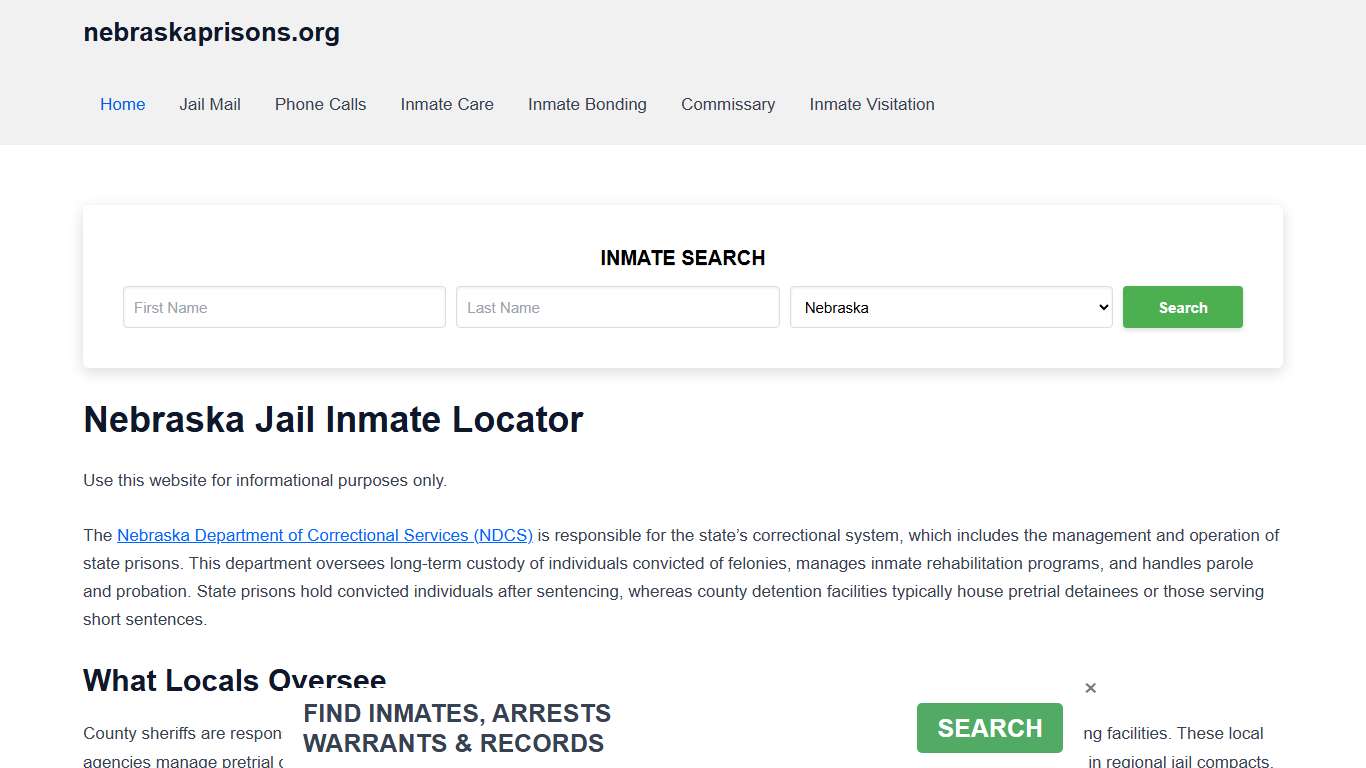 Nebraska Jail Inmate Search - NE DOC Prison Locator